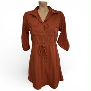 Chic Orange Button-Up Dress Size S